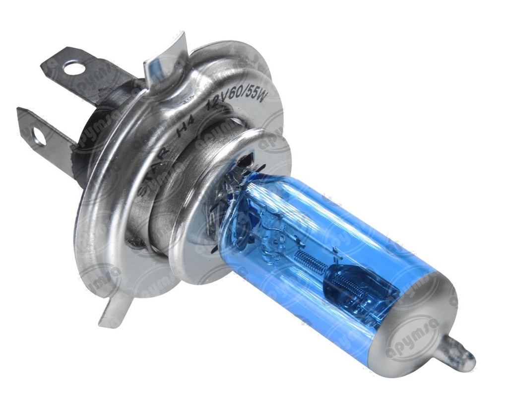 BOMBILLA HALOGENO H4 / 9003 AZUL 12V 60/55W 1PZ P43T XENON SUPER BLUE 3 PICOS STAR H4